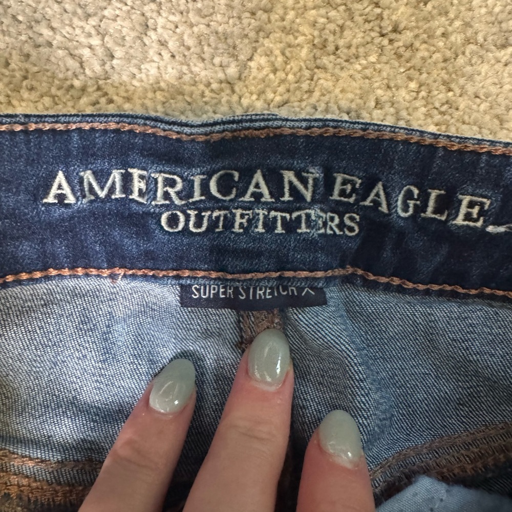 American Eagle Outfitters Women's Ripped Dark Jeans - Picture 2 of 8